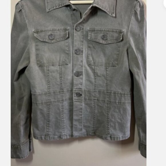 Liquid X Women's Military Army Green Cargo Pockets Jean Jacket Size Medium - Picture 6 of 12